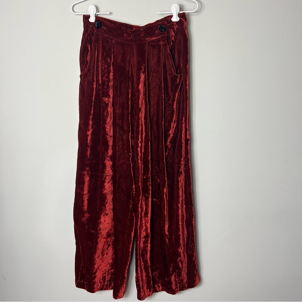 Karol Richardson Velvet Wide Leg Crushed Velvet Pants Silk Rayon Size S/M 434